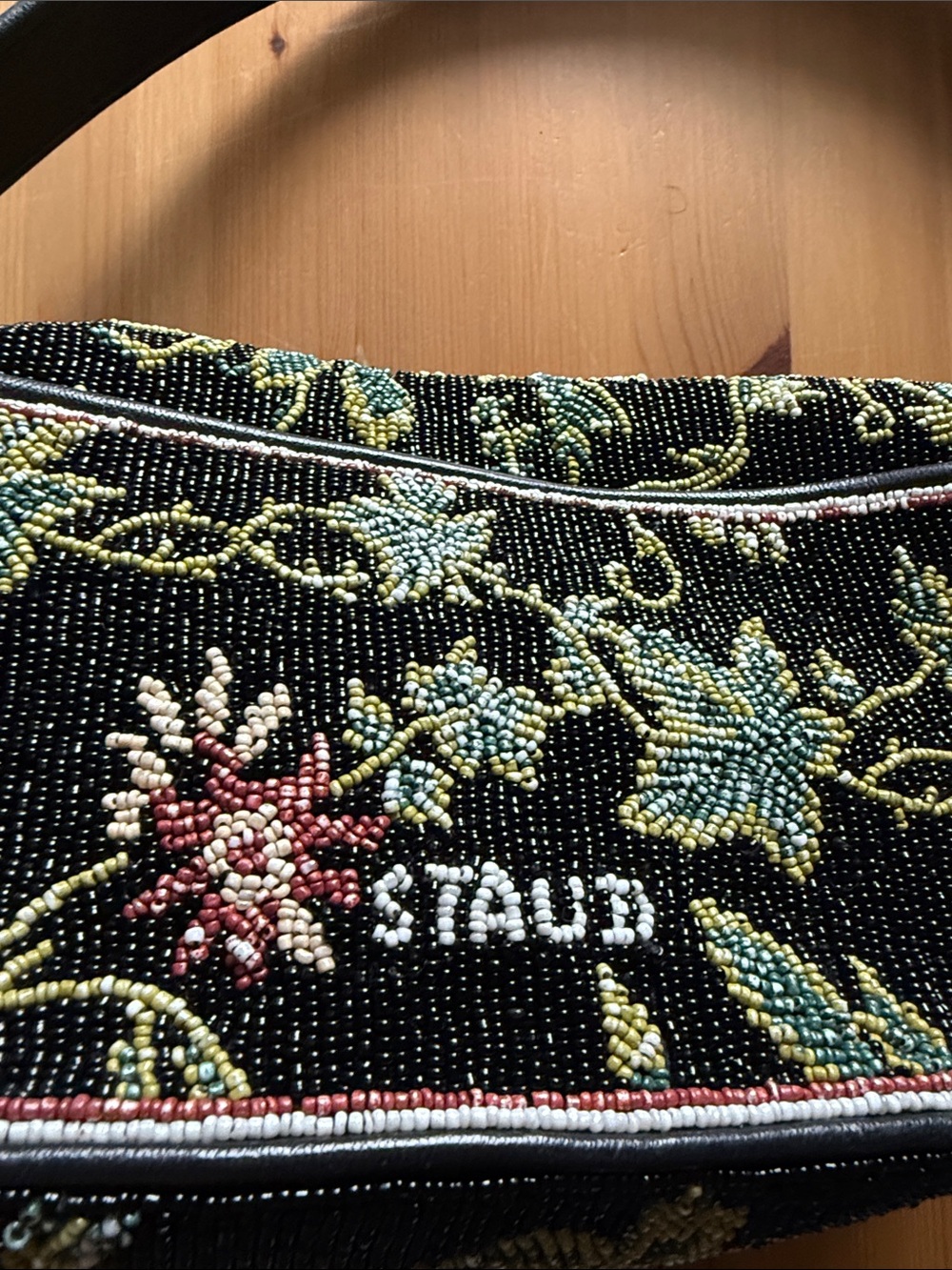 STAUD Tommy Beaded Bag, Black Floral - Picture 9 of 11